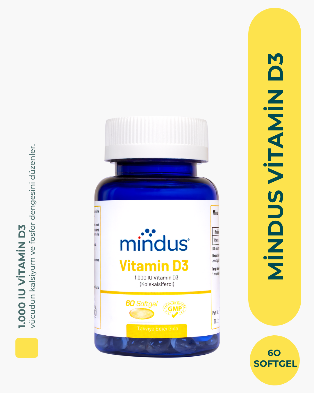 mindus Vitamin D3 1.000 IU 60 Softgel