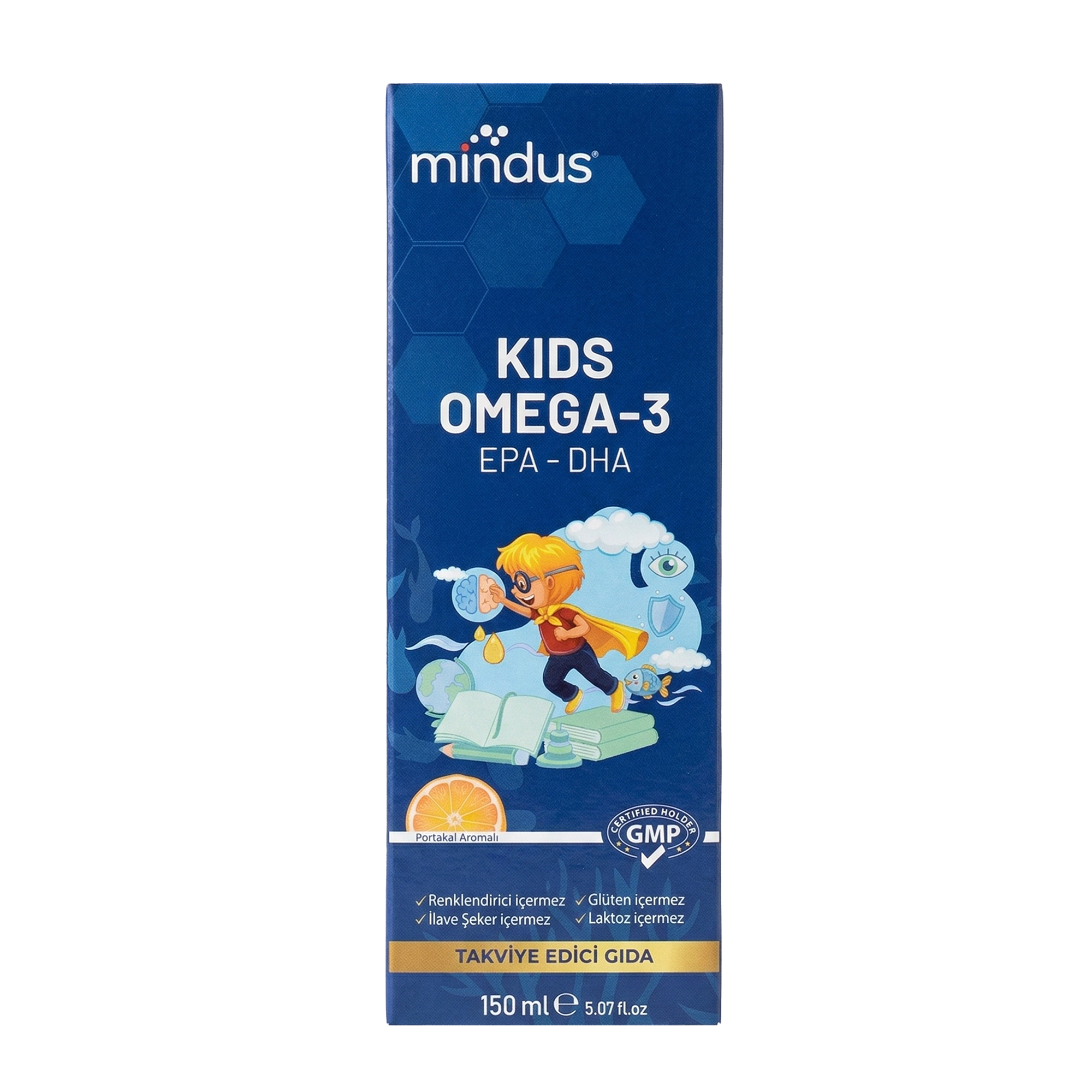 mindus Kids Omega-3 Portakal Aromalı Şurup 150 ml