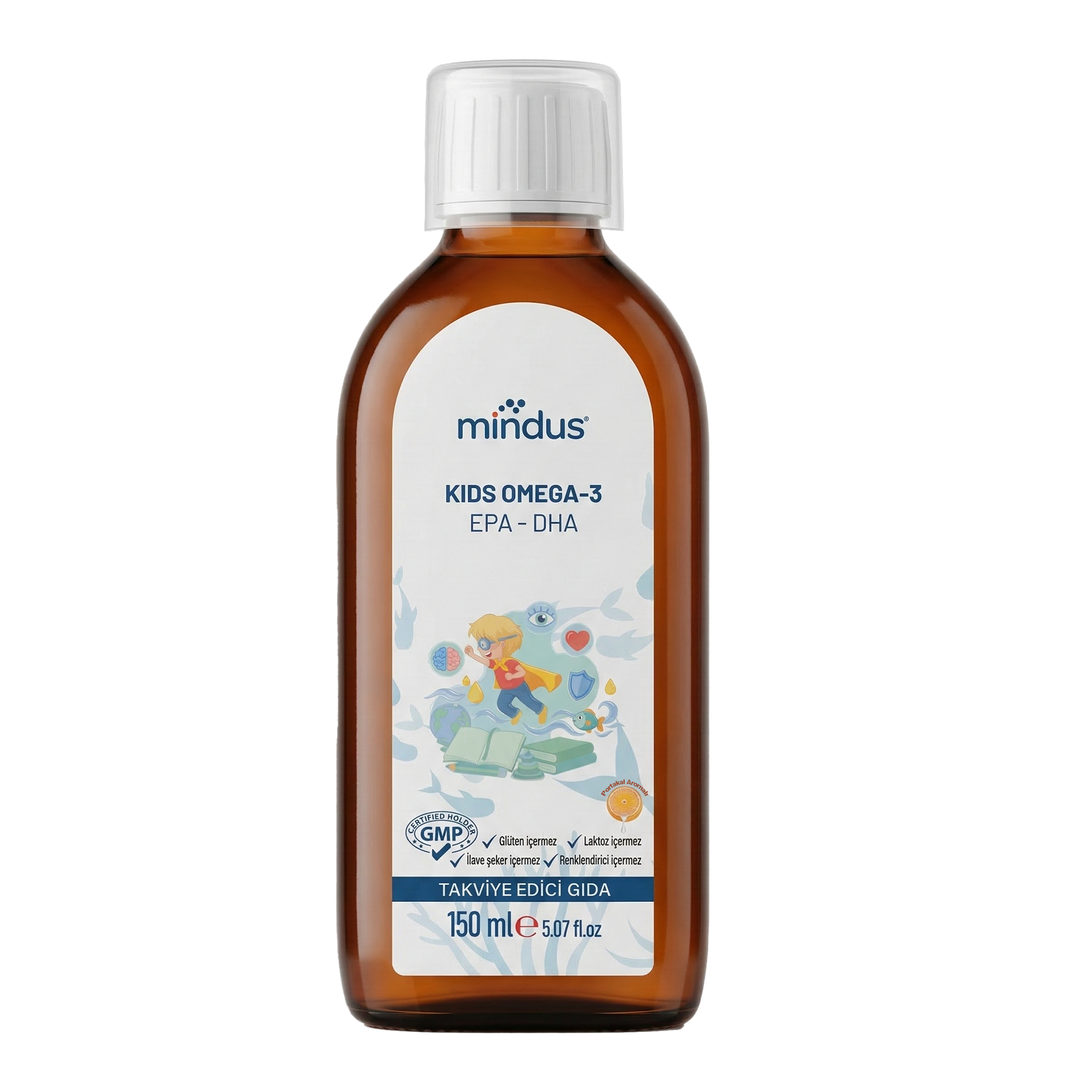 mindus Kids Omega-3 Portakal Aromalı Şurup 150 ml