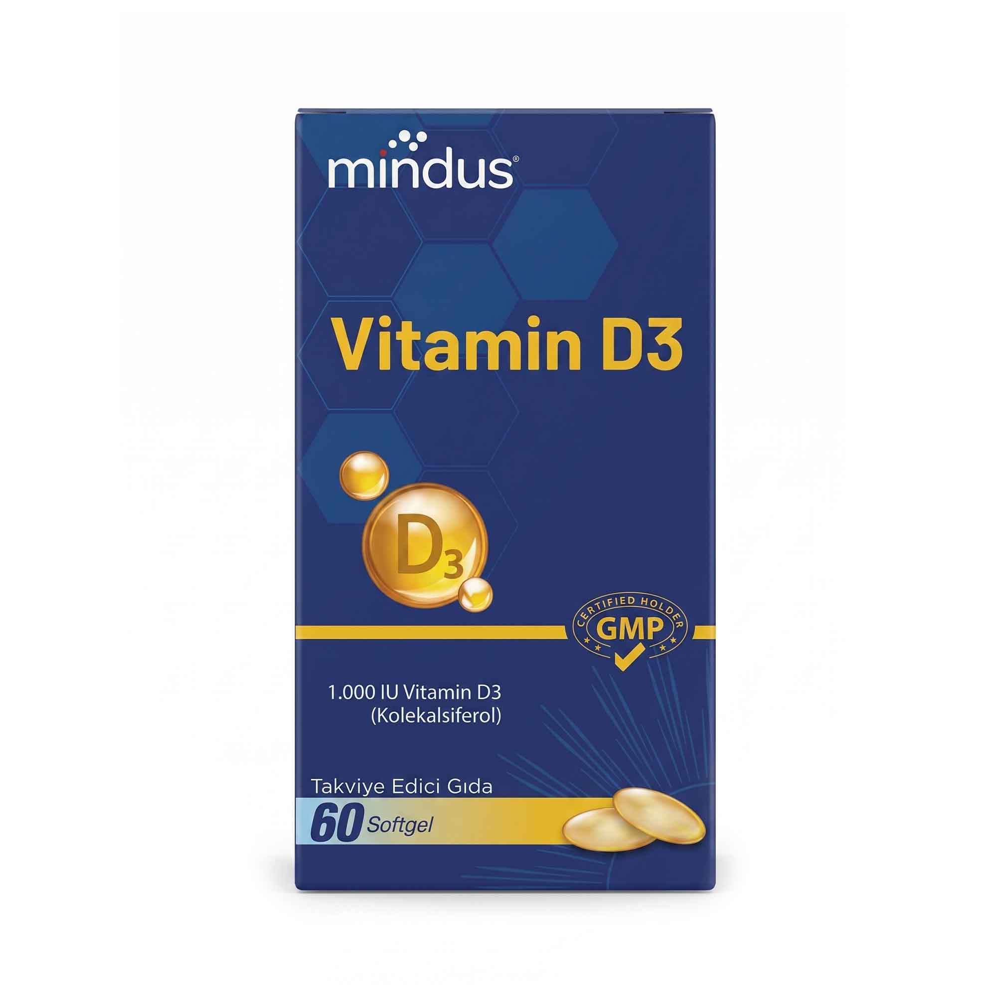 mindus Vitamin D3 1.000 IU 60 Softgel
